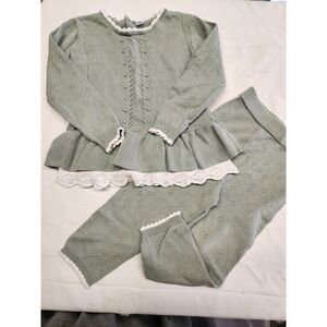 2pc Baby Sweater/Pants Outfit - Olive Green - Knit * Preppy - Classic - 18‎ MTHS